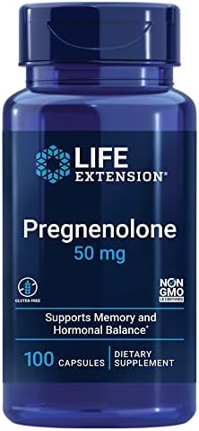Life Extension Pregnenolone 50mg - For Hormone Balance, Anti-Aging & Longevity - Memory & Cognition Supplement – Non-GMO, Gluten-Free - 100 Capsules