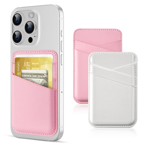 SHANSHUI 2 Pack Phone Wallets, Cell Phone Card Holder Premium Leather Credit Card Holder Stick on Compatible with iPhone, Most Smartphones - image 1