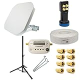 Dreibein-Campingstativ kann als Ständer für Sat-Antennen bis zu einer Größe von 85 cm verwendet werden Die maximal erreichbare Höhe liegt bei 120 cm Besonders interessant ist das Stativ für Camper Bohrungen an den Stützen zum verankern mit 3 Heringen im Boden