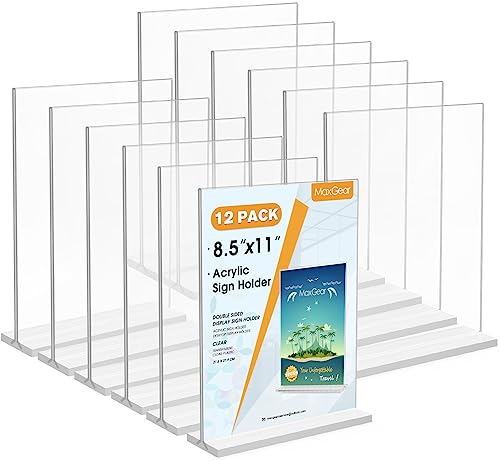 MaxGear 8.5x11 Acrylic Sign Holder 12 Pack