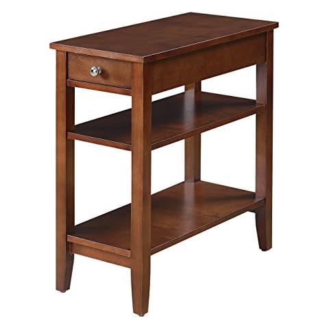 Convenience Concepts End Table with Shelves and Drawer Cover