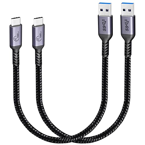 SUMPK 30cm USB C Cable 10Gbps 2 packs, USB C 3.1 Gen 2 Cable 3A Fast Charging Compatible with Android Auto, Carplay, Galaxy S21
