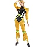 ECMRAD Unisex Full Set Yellow and Black Dio Cosplay Costume with Headdress and Bracers for Halloween Cosplay Costume (Male, XL)