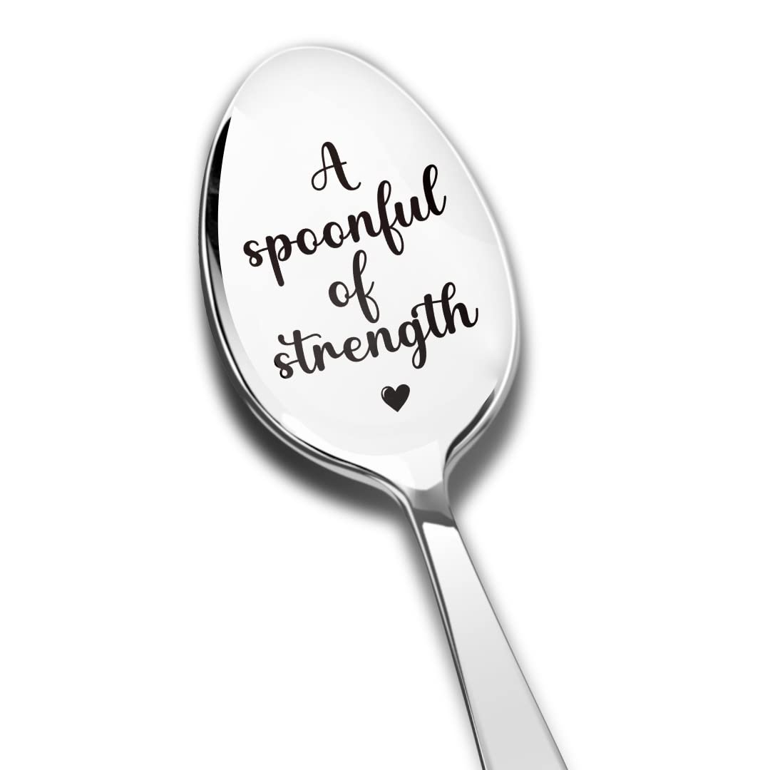 a Spoonful of Strength Spoon Engraved Stainless Steel Funny, Get Well Gifts for Women Men Best Friends, Best Cancer Survivor Gift Recovery Gift Encouragement Christmas Gifts