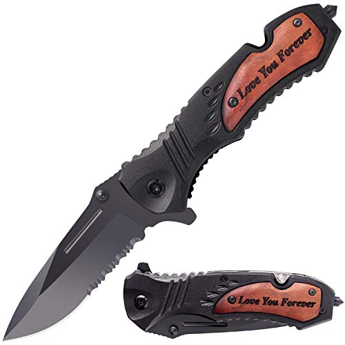 Engraved Pocket Knife -Wood Anniversary Idea for Him Boyfriend Husband - Personalized Knifes as Christmas Graduation Birthday Wedding Present Engraved Pocket Knife -Wood Anniversary Idea for Him Boyfriend Husband - Personalized Knifes as Christmas Graduation Birthday Wedding Present