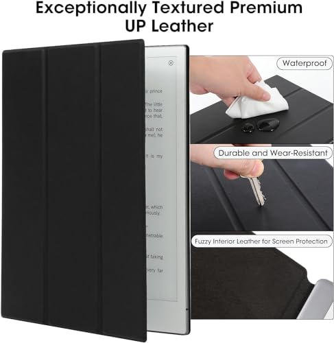 Zuooiec Case for Remarkable 2 Tablet 10.3", Exceptionally Textured Premium PU Leather with Built-in Magnet, Book Folio Design, Lightweight and Minimalistic, Black