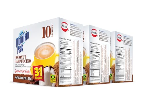 Jamaica Mountain Peak Coconut Cappuccino 3 in 1 Instant Coffee Mix, Coffee Creamer and Cane Sugar (30 Sachets x 24g), Smooth Creamy Caribbean Flavor, Just Add Water image 5