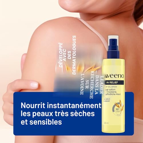 Aveeno Spray d'huile corporelle Skin Relief - Avec de l'huile d'avoine et de l'huile de jojoba, hydrate durablement, renforce la barrière protectrice de la peau et améliore l'élasticité des peaux très – vue 2