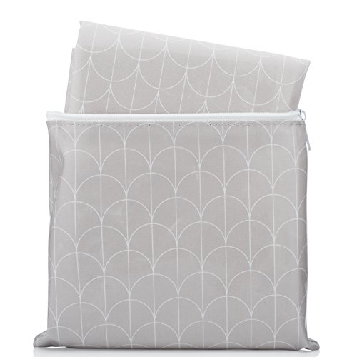 Splat Mat by Honeyed- Scallop - Grey and White Modern Design Large Non-Toxic High Chair Floor Splash Mat