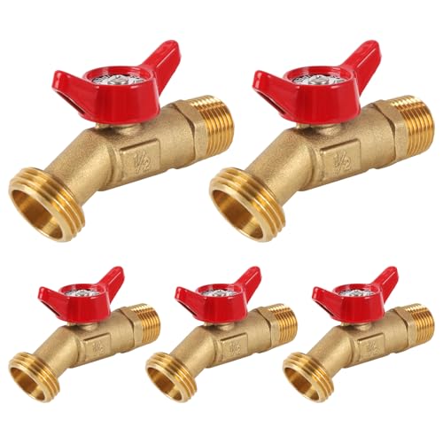 5 Pcs Brass Garden Male Hose Bib, 1/2" MIP x 3/4" MHT