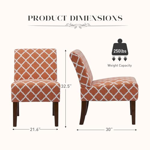 Modern Floral Armless Accent Chair for Living Room or Bedroom