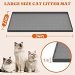 Pawtners Cat Litter Mat, Large 86X 56CM Litter Box Mat, Easy to Clean Cat Litter Box Mat, Non-Slip Kitty Litter Mat for Floor, Waterproof & Urine-Proof Cat Litter Mat Litter Trapping Mat, Gray
