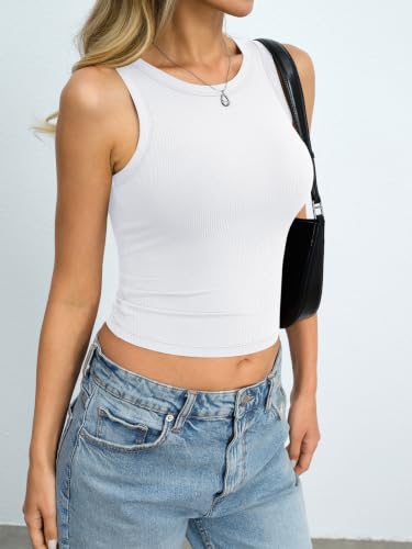 Image of Eachyes Womens Ribbed Crop Tank Tops High Neck Sleeveless Slim Fit Shirts Summer Casual Y2k Going Out Clothes 2026