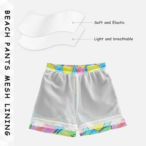 Boys Quick Dry Swim Trunks with Pockets Fruits Colorful Lemon Blue Beach Shorts for Kids, Toddler Swimsuit Boy4