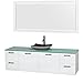 Wyndham Collection Amare 72" Single Bathroom Vanity in Glossy White, Green Glass Countertop, Altair Black Granite Sink, and 70" Mirror