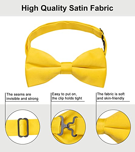 Image of YourTies Bow Ties for Men Pretied Bowties Solid Color Satin Bow Tie Formal Business Tuxedo Wedding Party Prom