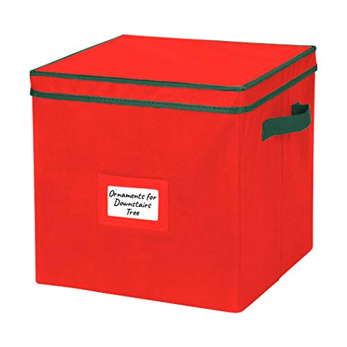 Holdn’ Storage Christmas Ornament Storage Box With Lid - Christmas Décor Storage Containers That Store Up To 64 Holiday Ornaments - Red/Green Trim #TOP4