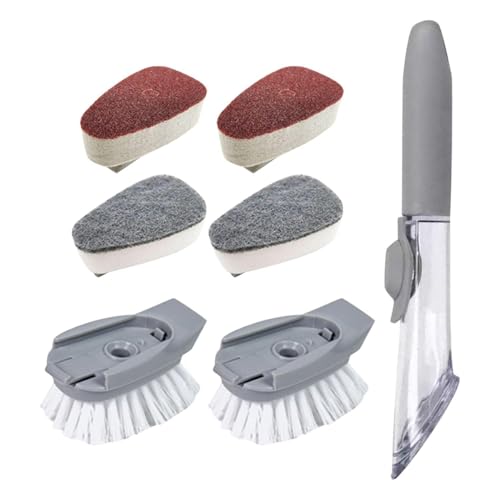 SGSCFG Cepillos De Lavado De 7 Partes, Cepillo De Lavavajillas con Dispensador De Detergente, Cepillo De Lavavajillas, Ropa De Plato De Cocina, Cepillos De Lavado De Lavaplatos.