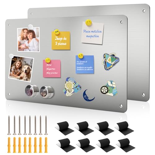 La mejor comparación de Tableros - los más vendidos. 39 QianMu Paquete de 2 Tableros Magnéticos de Acero Inoxidable 45x30 cm, Caballete de Metal para Pantalla para Mostrar Números de Letras Magnéticas, Notas, Fotos, para Cocina,...