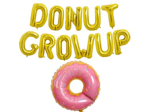 Image of Do not Grow Up Letter Foil Balloon and Donut Foil Balloon, Candy Birthday Party Decorations Girls Kids Birthday Baby Shower,Birthday Balloons, Donut theme birthday decorations | ARV ZONE (Donut 1st)