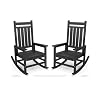 SERWALL Outdoor Rocking Chair Set of 2, HDPE Rocking Chairs for Adult, Black
