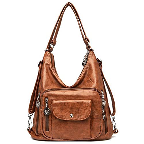 Image of Convertible Backpack Purse for Women PU Leahter Handbag Fashion Hobo Multiple Pockets Tote Satchel Shoulder Bag