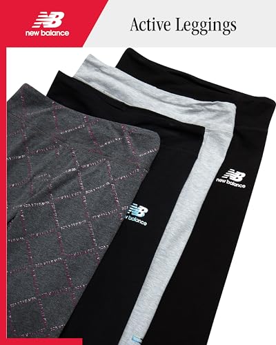New Balance Active Girls Leggings - 4 Pack Girls Athletic Leggings Yoga Pants Running Workout Kids Dance Tights (7-16)2