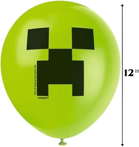 Miniatura 3 de Globos de látex multicolor de Minecraft (12 pulgadas), 8 unidades, material vibrante y duradero, perfecto para celebraciones de fiestas épicas de