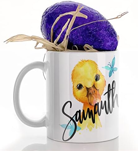Hairyworm Personalised Mug and Milk Chocolate Easter Egg Gift Set, Customised with Name/Number/Text, (11oz) White Mug with Red Football Shirt, Football Mug
