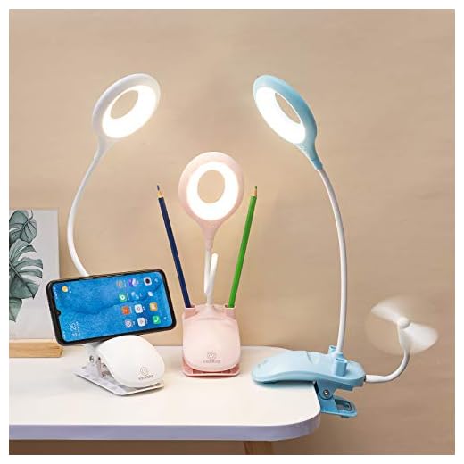 LED ögonskydd liten bordslampa pennhållare touch sänglampa sovrum student läslampa USB-laddning barns julklapp (klipp lampor vit)