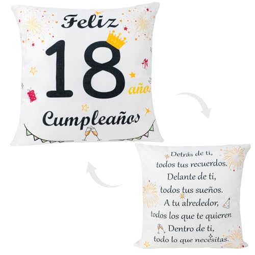 Seutgjie Regalos 18 Cumpleaños Funda de Cojín para 18 Años Mujer Hombre para Esposa Esposo Novia Novio Hermana Amigos Colegas Seutgjie Regalos 18 Cumpleaños Funda de Cojín para 18 Años Mujer Hombre para Esposa Esposo Novia Novio Hermana Amigos Colegas