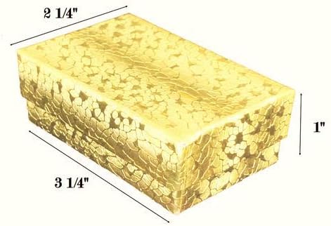 Miniatura 2 de 888 Display - Paquete de 20 cajas de joyas rellenas de algodón dorado de 3 14" x 2 14" x 1"