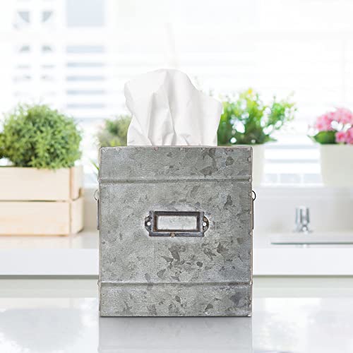 Barnyard-Designs-Rustic-Galvanized-Tissue-Box-Cover-Decorative-Bathroom-Facial-Tissue-Box-Holder-Farmhouse-Country-Decor-Square Barnyard Designs Rustic Galvanized Tissue Box Cover Decorative Bathroom Facial Tissue Box Holder Farmhouse Country Decor Square