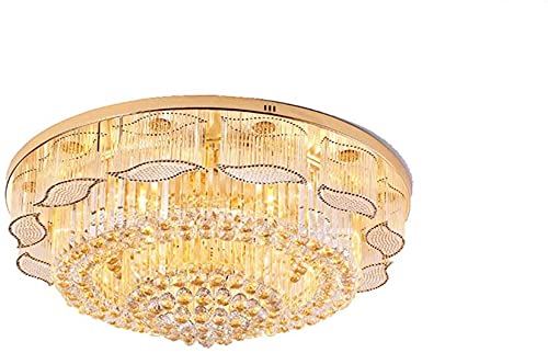 Chandelier de plafond en cristal doré 40cm rond pour éclairage de couloir chic