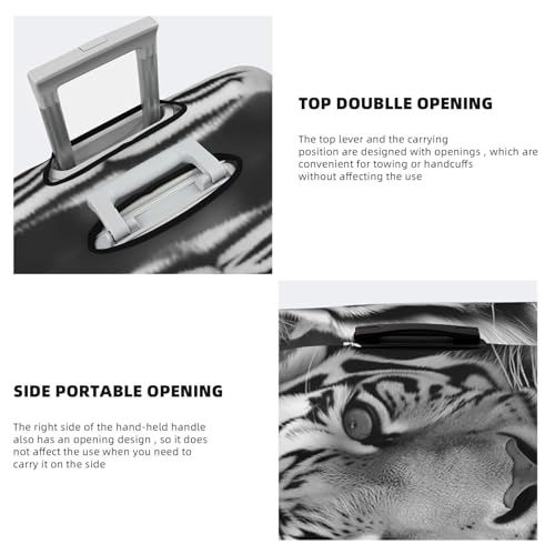 Elastic Travel Luggage Cover for Suitcase Tsa Approved Stretch Scratch-Resistant Suitcase Protector Cover Washable Black White Tiger Baggage Covers Fits 18-32 Inch Luggage Case4