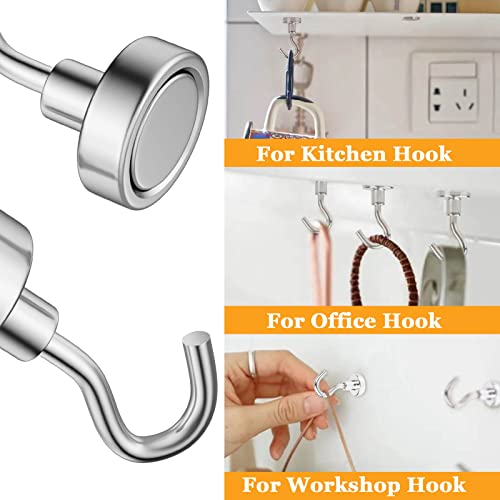 Image of MIN CI Magnetic Hooks Heavy Duty, 35lb+ Strong Magnetic Wall Hooks for Hanging, Neodymium Metal Magnets with Hooks Large Magnetic Hooks, for Classroom Cruise Fridge Kitchen, Pack of 12
