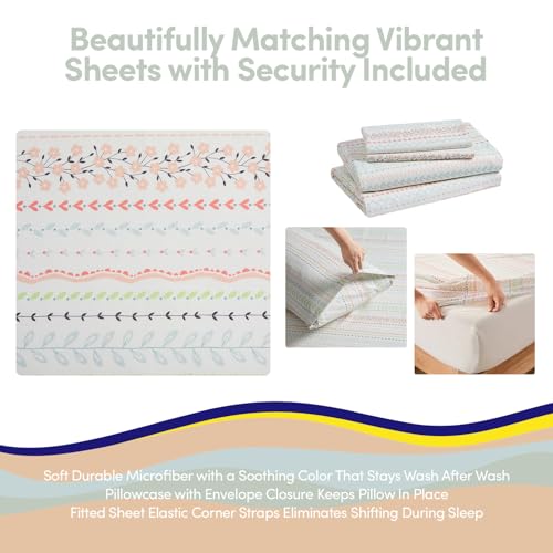 Image of Kids Comforter Set Twin Size - Bed in a Bag with Sheets, Pillowcases & Shams - Soft Stylish Pom Pom Bedding - All Season Girls Bed Set
