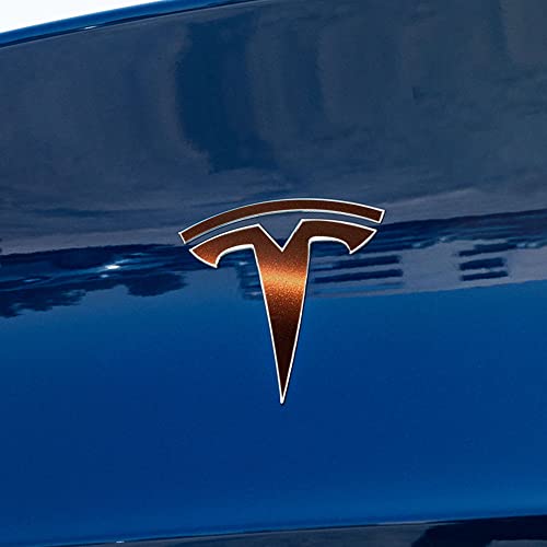 Image of IPG Compatible with Model Y Decal Sticker (8 Logo Set) Overlay Stickers Do it Yourself Stickers Set Personalize Your Tesla (Bronze)