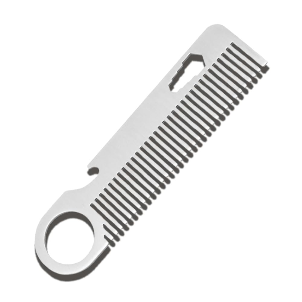 OULIGET Pocket Metal Comb,Portable Travel Stainless Steel Practical Comb,Multifunctional Male Beard Durable Combs,1Piece. Silver Tool Comb