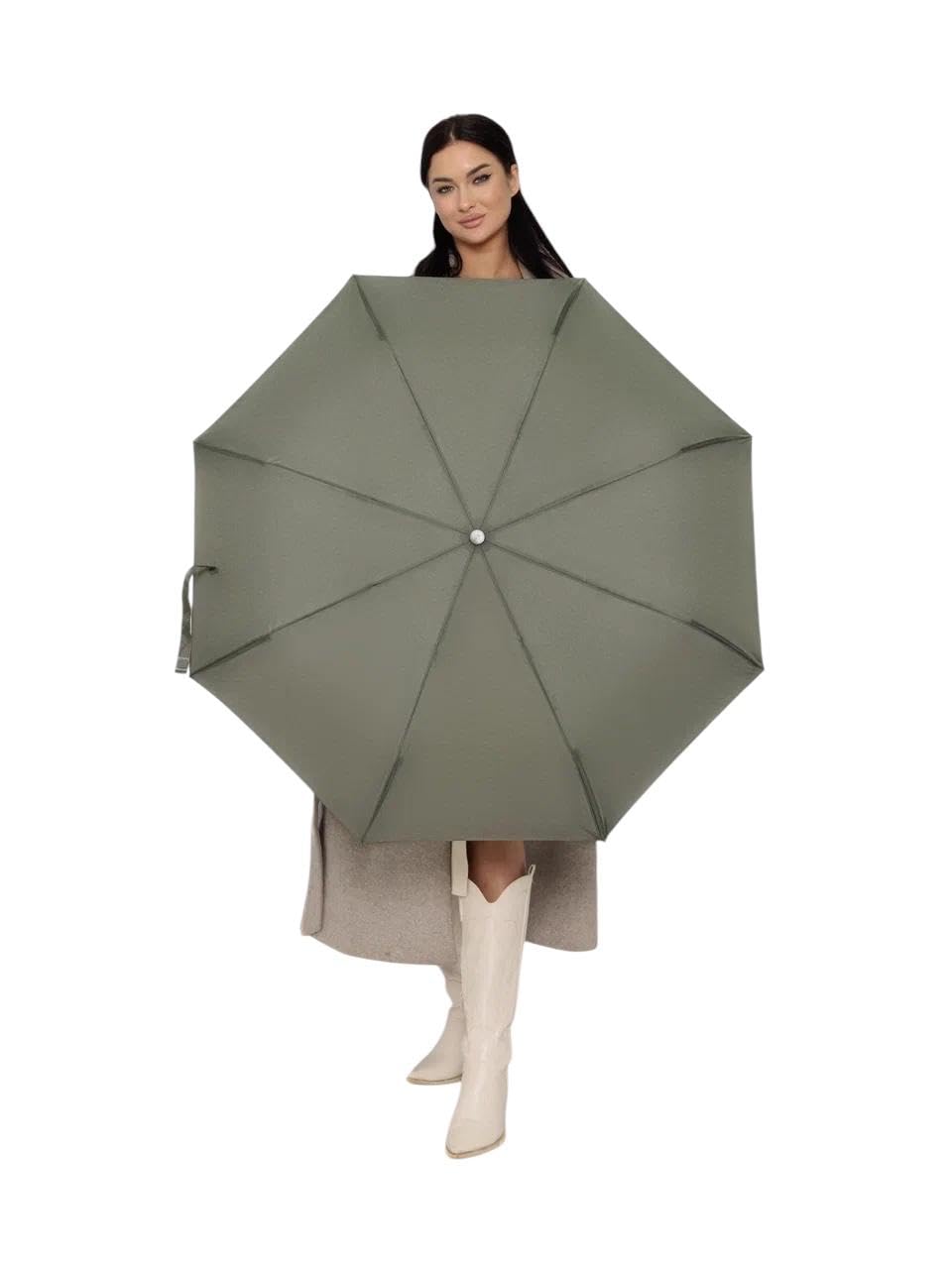 Windproof Travel Umbrella - Compact, Light, Full Automatic Open/Close - Folding Backpack Umbrella for Rain & Sun UV Preotection For Men & Women, Unbreakable 8 Fiberglass Ribs UK Design (Olive)