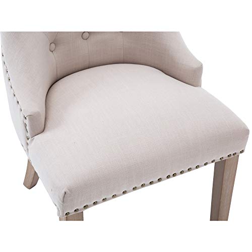 Nobpeint Dining Chair Beige Fabric Leisure Padded Ring Chair, Nailed Trim, Set Of 2 #TOP7