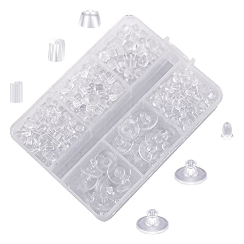 670Pcs Silicone Earring Backs For Studs, Clear Earring Safety Backs Soft Rubber Earring Stopper Backs Earring Backings Replacement For Droopy Ears, Heavy Earring, Hook Earrings (5 Styles) #TOP9