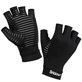 Bridawn Arthritis Compression Gloves Women Men High Copper Infused Fingerless for Pain Relief Rheumatoid Arthritis Hand Carpal Tunnel RSI Osteoarthritis Computer Typing