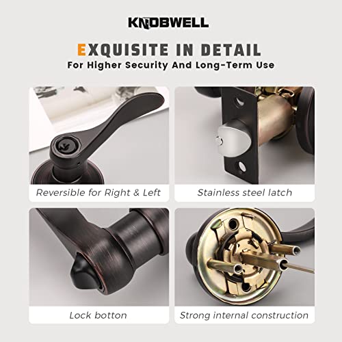 Knobwell L-12061-ORB-ET-1PACK 1 Pack Front Door Handle Door Levers Door Handle Sets Complete Exterior Keyed Entrance Handleset thumb #6