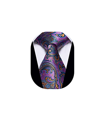 Image of YourTies Purple Blue Tie for Men Silk Paisley Men's Necktie Woven Jacquard Formal Business Party Wedding Designer