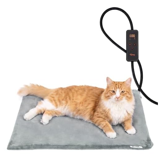 Toozey Cat Heating Pad for Cats & Dogs, Heated Cat Bed Mat, 18x16 in, Grey