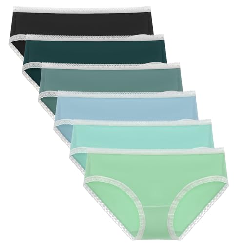 Women's Cotton Underwear Lace Trim Hipster Breathable Panties Ladies Underwear Multipack Small Assorted B