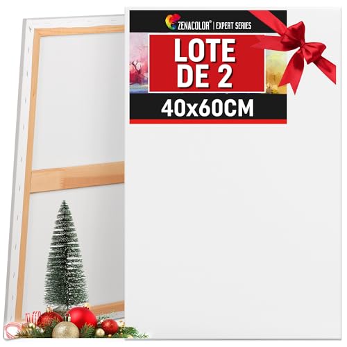 Zenacolor Lienzo 40x60 - Set de 2 Marco para Lienzo 40x60 sin Ácido - Apto para Todo Tipo de Pintura sobre Lienzos
