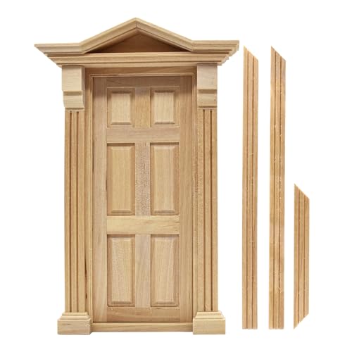 iLAND Classic Wooden Dollhouse Door of 1/12 Scale Accessories, Dollhouse