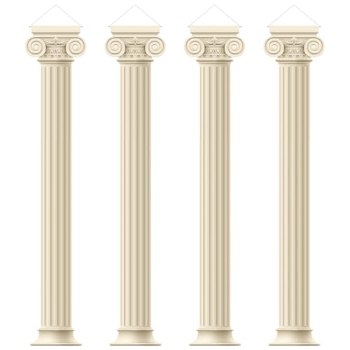 WGXX 4/8 Pcs Greek Columns and Pillars Cloth Wall Decorations Greek Mythology Decor Ancient Party Decor Hanging Banners Medieval Renaissance Photo Backdrop for Birthday (4)